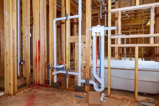 Bathroom rough-in PEX water line and plumbing repiping installation in Punta Gorda FL